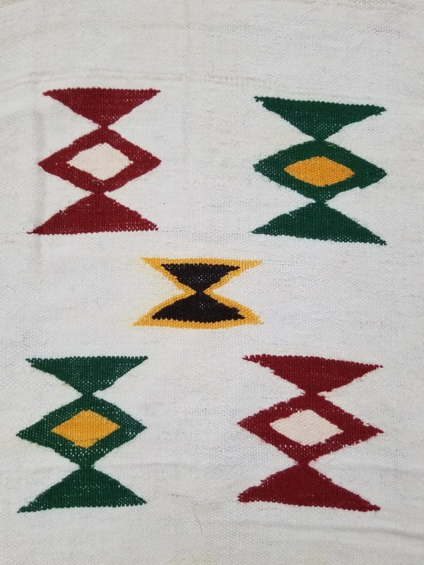 Vintage Traditional Handmade Mexican Serape Wool Multicolor Kilim 3.5x2.5 ft gallery