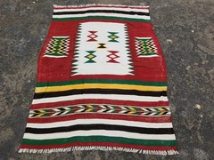 Vintage Traditional Handmade Mexican Serape Wool Multicolor Kilim 3.5×2.5 ft