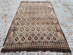 Taupe Brown 9.2×15 Handmade Afghan tribal turkish style Geometric Flatweave rug