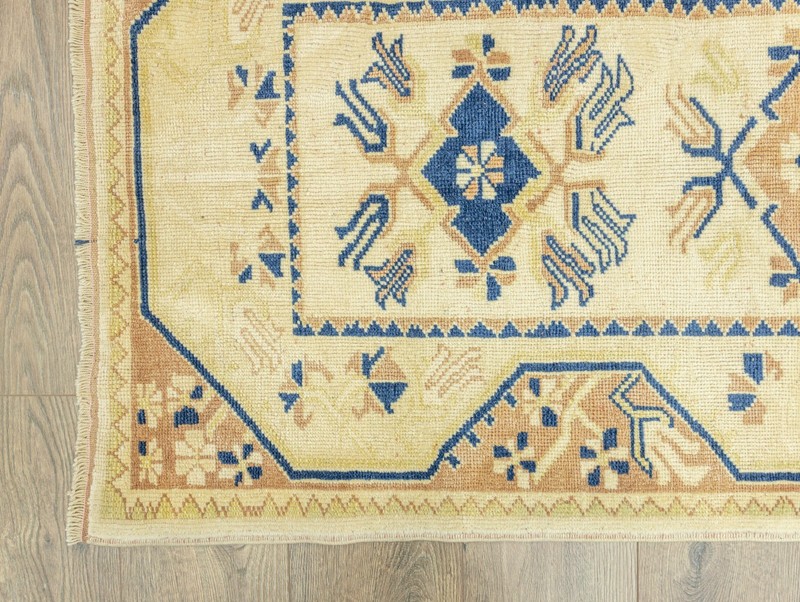 Hand-Knotted Turkish Oushak Runner 2.9x8.5 ft – Ivory Blue – Quiet Luxury Rug gallery