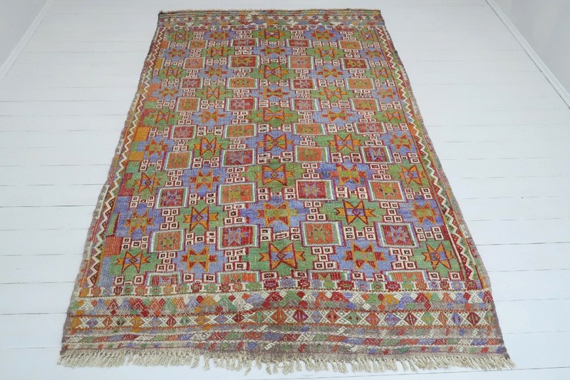 Turkish Kilim Wool Rugs, Handmade Carpet, Large Area Rug Special Kelim 69"x105" gallery