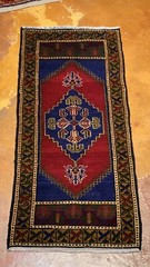 Lovely Antique 1900-1930s Wool Pile Natural Dye Tribal Rug 1’10”x 4’1”