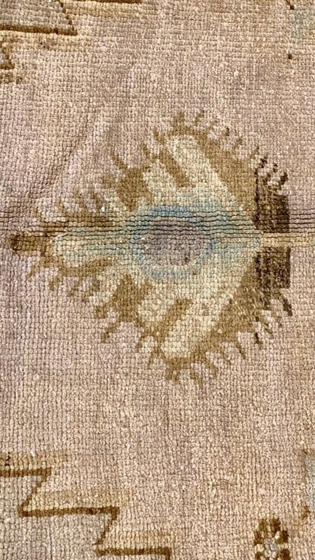 Bohemian Antique 1900-1939's Muted Natural Dye Distressed Oushak Rug 9’4”x4’6”ft gallery