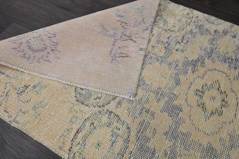 Vintage Turkish Runner Rug 2x8ft Wool Anatolian Handmade Hallway Oushak BEIGE gallery