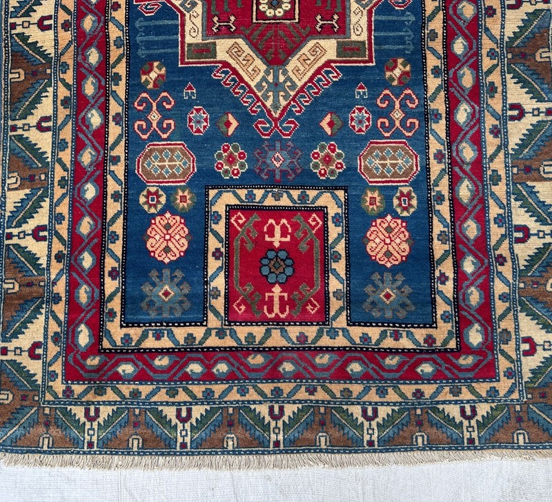 Antique Kazak Rug 4x5 Anatolian Hand-Made Tribal Geometric Area Rug 3.8x5.5 Ft gallery