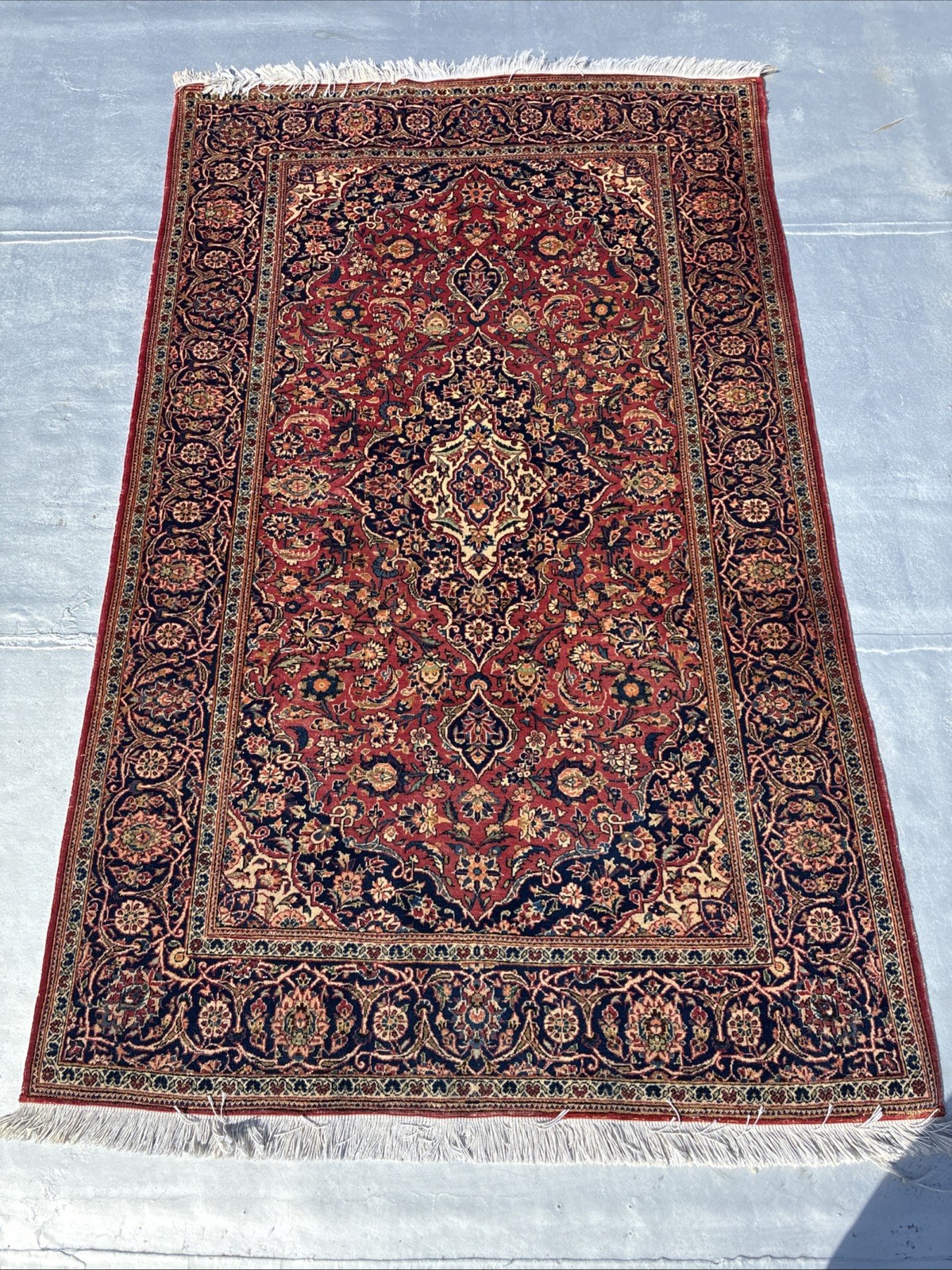 1920s Hand-knotted Rug 4’5”X 7' Kaashan Nice Muted Colors gallery