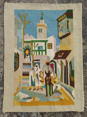 Vintage Handmade Egyptain Pictorial Wool Kilim Rug Carpet 66×49 cm