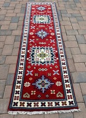 New Fine Quality Tribal Kazakh Runner Handmade in India, Thick Soft Pile, 2×9