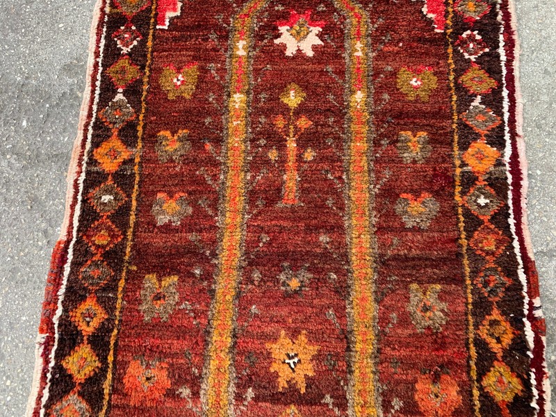 1'10'' x 3'11'' Vintage Natural Rug Village Rug Handmade Carpet.SKU:Y695 gallery