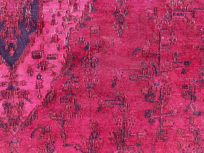 Vintage Afghan Rug, Zero Pile Overdyed Rug, Traditional Area Carpet (7x11 ft.) gallery