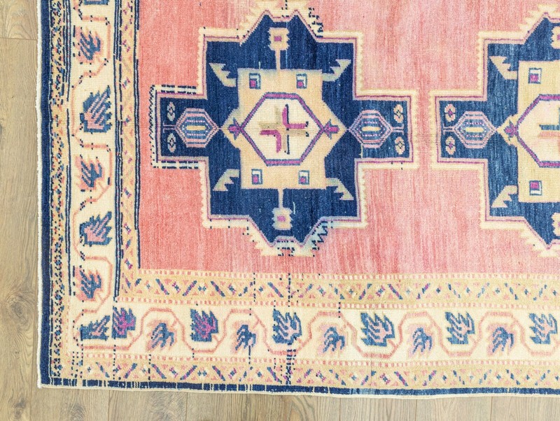 Vintage Turkish wide and long runner 4.3x12.5 ft Hand-knotted Oushak Area Rug gallery