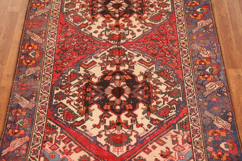 Bird Design Vintage Rust Wool 10 ft Runner Rug Hand-knotted Hallway Carpet 4x10 gallery