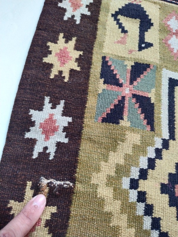 Vintage swedish skane Scandinavian rollakan rug flatweave handwoven 1019 gallery