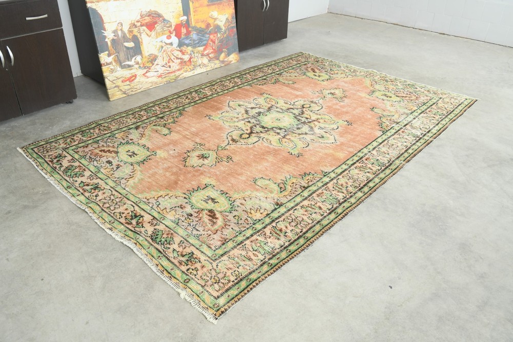 5x9 Turkish Antique Rug Anatolian Hand-Knotted Vintage Oushak Large Carpet,158
