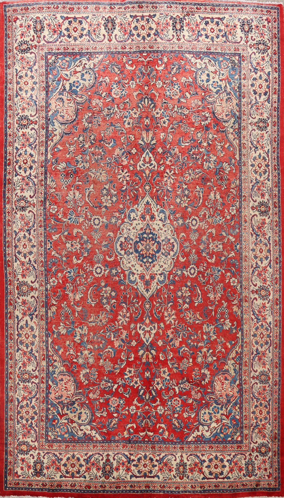 Floral Red/ Ivory Area Rug 7x11 Wool Hand-knotted Classic Vintage Carpet gallery