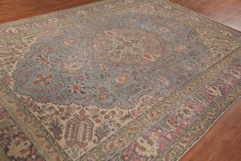 Light Blue Handmade Area Rug 8x11 Over-Dyed Traditional Living Room Carpet gallery
