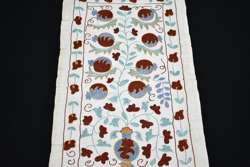 Uzbek Suzani Cover 20'' x 34'' Handmade Silk Embroidery Suzani Cover Home Decor gallery
