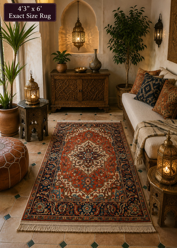 MINT AUTHENTIC AMERICAN KARASTAN ANTIQUE SERAPI PATTERN#744 RUG CARPET 4'3" X 6' gallery