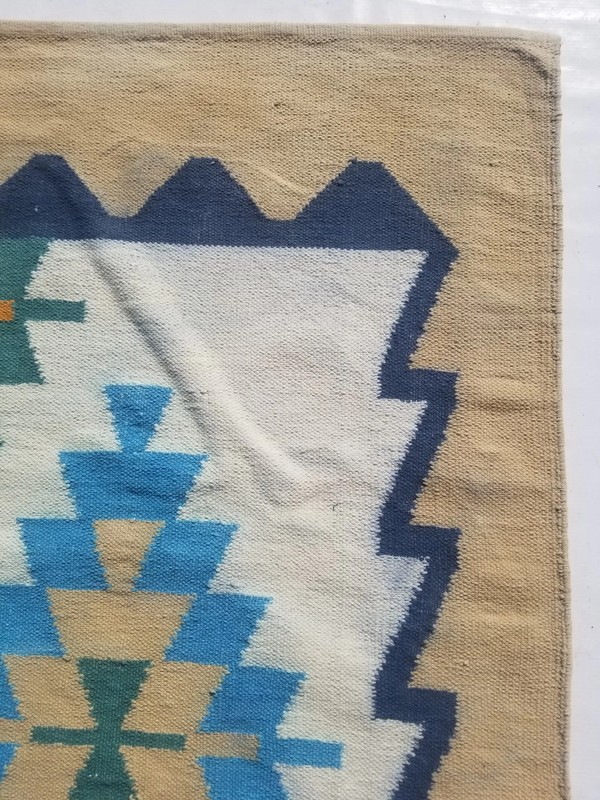 Distressed Vintage Handmade Traditional Geometric Multicolor Kilim Rug 6.8x4.3ft gallery