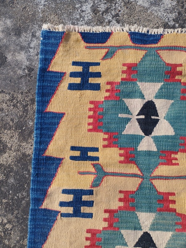 Vintage Handmade Turkish Anatolian Wool Kilim Rug Carpet 75x60 cm gallery