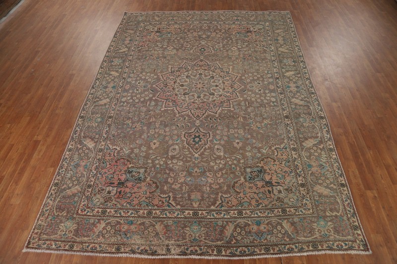 Brown Medallion Area Rug 8x11 Handmade Wool Traditional Vintage for Living Room gallery