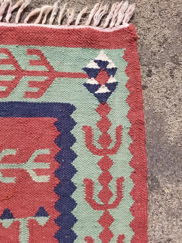 Vintage Traditional Handmade Turkish Wool Multicolor Kilim 3.3x1.9 ft gallery