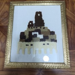 Handmade Algerian Ghardaia Wool Wall Art Framed Berber Rug 38×34 cm
