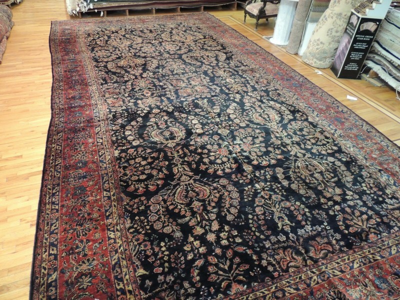 12x22 RARE OVERsize Antique Palace Sarough Sarouk Oriental Area Rug Navy Red gallery