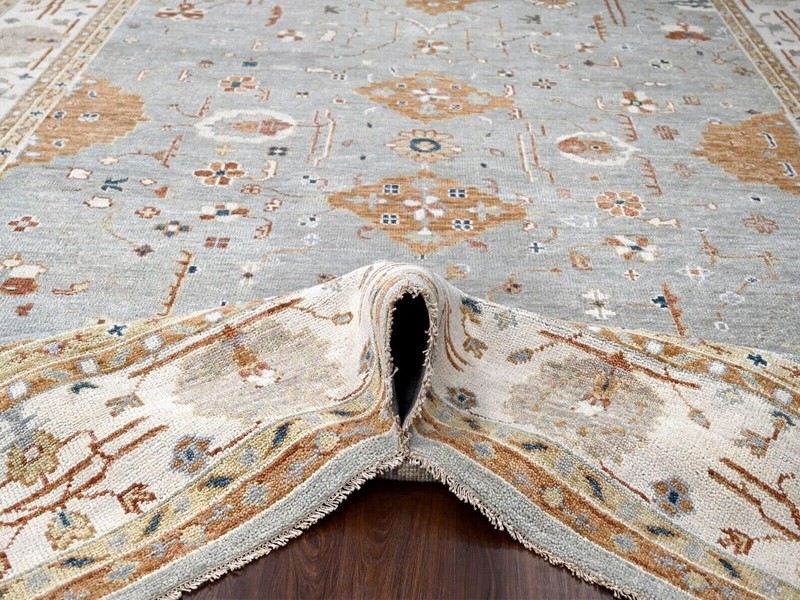 12'x17'9" Chrome Gray, Hand Knotted, Oushak Design, Oushak Rug gallery