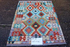 Premium Afghan Handmade Kilim Rug – Reversible, 100% Wool 149x106cm