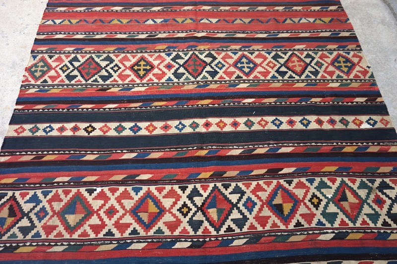 Antique Caucasian Shirvan Kilim Rug 5'6"x9'8" gallery