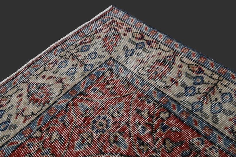 Vintage Turkish Oushak Rug, Red 5x9 ft, Handmade Wool, Bohemian Anatolian gallery