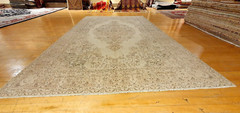 Antique 1930-1940’s Distressed Wool Pile Muted Natural Dye Oushak Rug 7x10ft