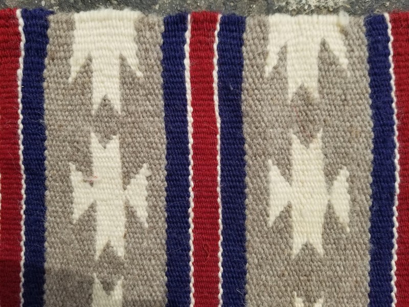 Vintage Traditional Native American Handwoven Navajo Wool Rug 60x40cm gallery