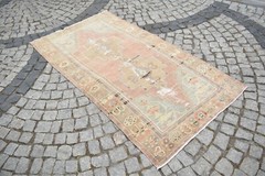 Oushak Rug, 3’8 x 7’0 ft,Turkish Kilim, Vintage, Anatolian Distressed Oushak Rug