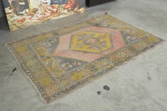 4×6 Turkish Antique Area Rug Anatolian Hand-Knotted Vintage Oushak Carpet,829