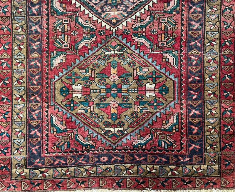 VINTAGE HERIZ RUNNER HAND MADE HALLWAY PERSIAN WOOL RUG CARPET 10'5" x 3'7" gallery