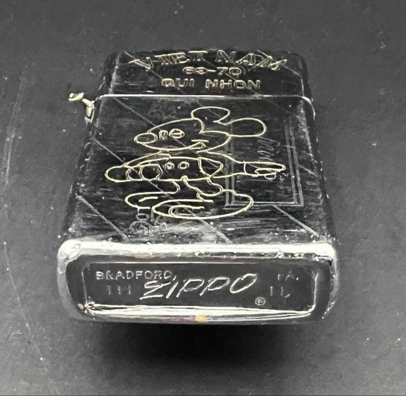 Zippo Vietnam War Slim Mickey Mouse Hand Engraved Lighter Vintage from Japan gallery