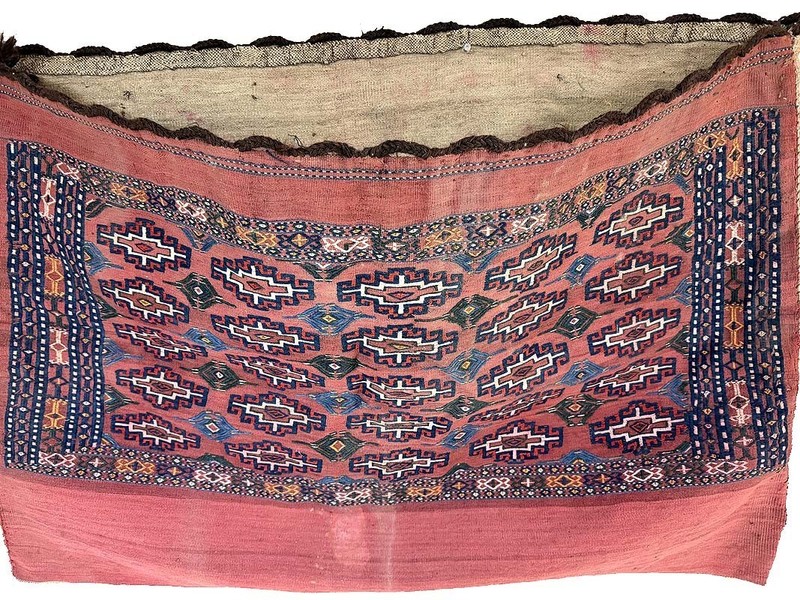 OLD TURKOMAN YOMUD CHUVAL SOUMAC RUG gallery
