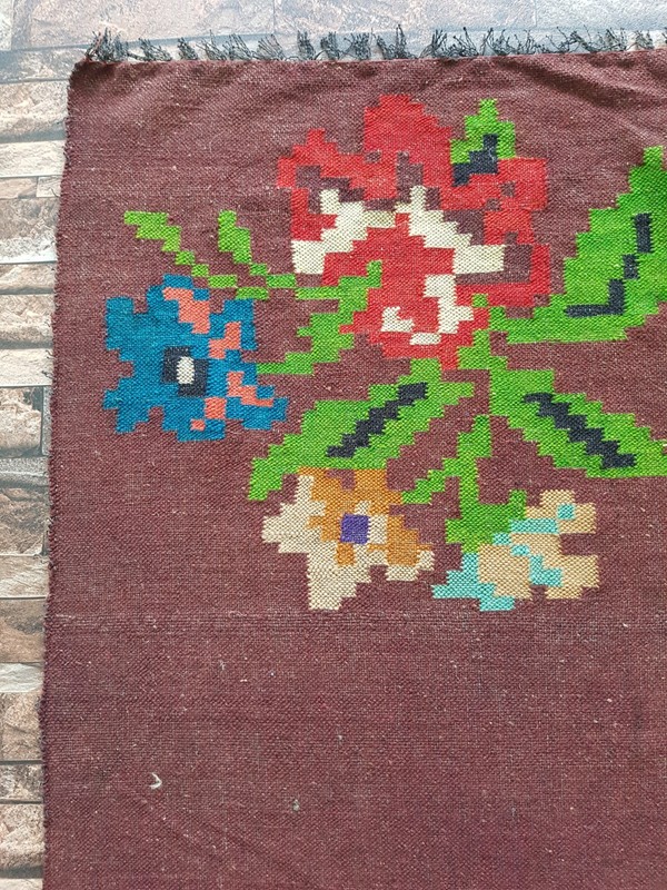 Vintage Handmade Traditional vibrant floral Kilim Floor Rug Carpet 185x110 cm gallery