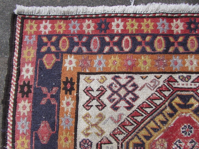 Vintage Traditional Hand Made Oriental White Red Silk Somak Kilim 198x132cm gallery