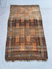 3’5×6 Antique Afghan Baluchi Rug Hand Knotted Low Pile Distressed Faded Rare Rug