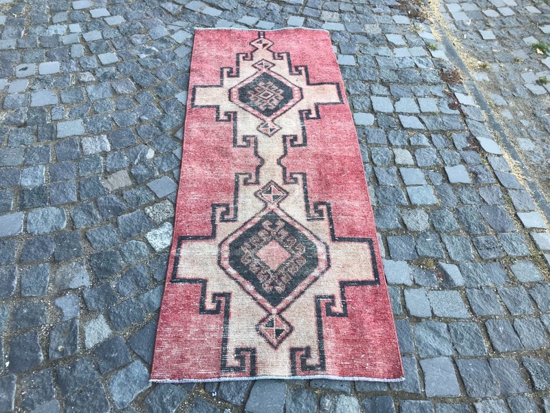 Turkish Vintage Rug Handmade Wool Rug Bohemian Runner Rug Home Rug 2,4 x 6,2 ft gallery