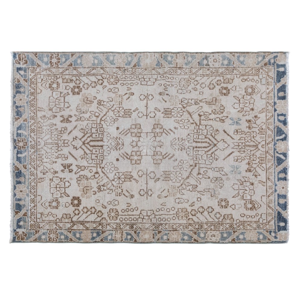 Antique Oushak 95x130 cm (3'1" x 4'3"), Turkish Handmade Wool, 60+ Years Old