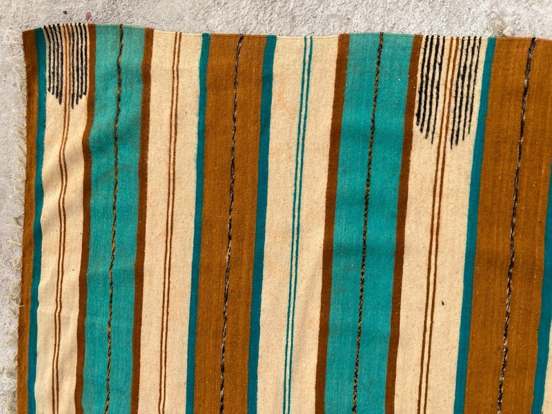 Vintage Handmade Traditional Mexican Striped Kilim Floor Rug Carpet 330x187 cm gallery