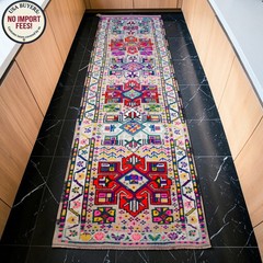 3×10 ft Runner Rug HandMade Colorful Turkish Rug Hallway Rug Kitchen Decor PINK