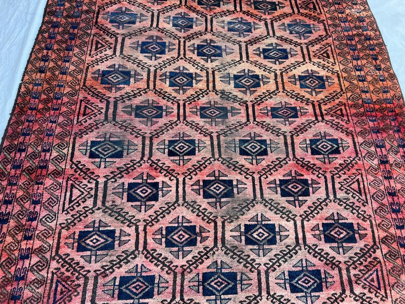 7'5 x 9'8 ft Antique Afghan Baluchi Rug, Hand Knotted, Low Pile, Rare Faded Rug gallery