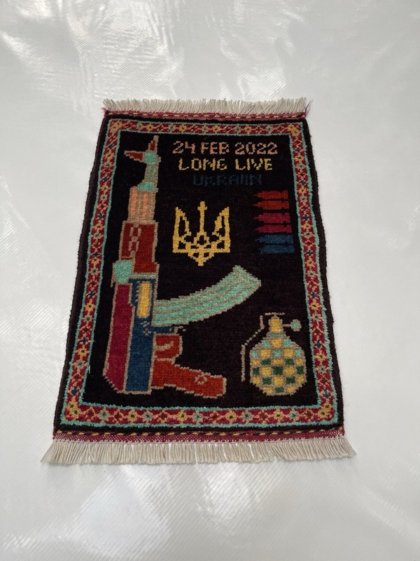 49x34cm AFGHAN WAR RUG Beautifully Made Mini rug Lot 2 War Rugs Handicrafts #470 gallery