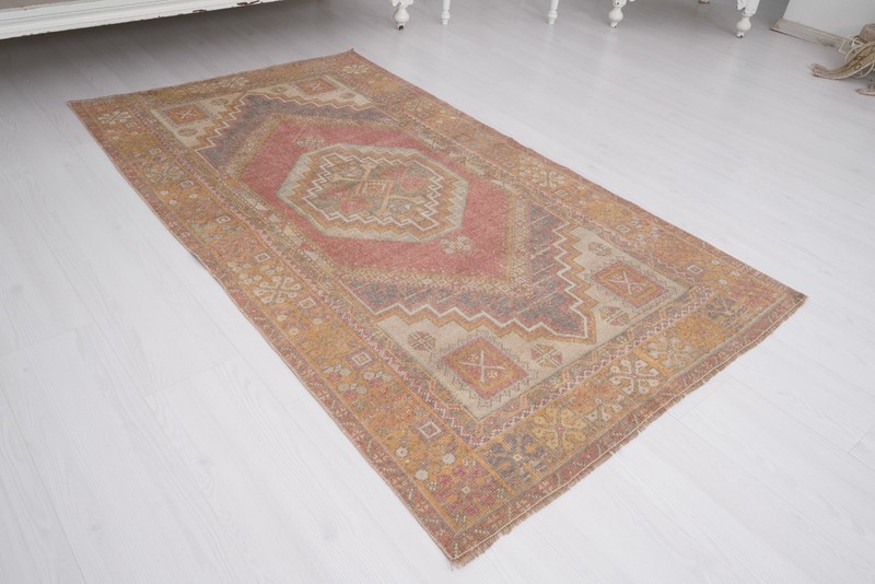 Antique Turkish Rug 4x6, Oversize Vintage Oushak Wool Carpet,Faded Smal Rug,17 gallery