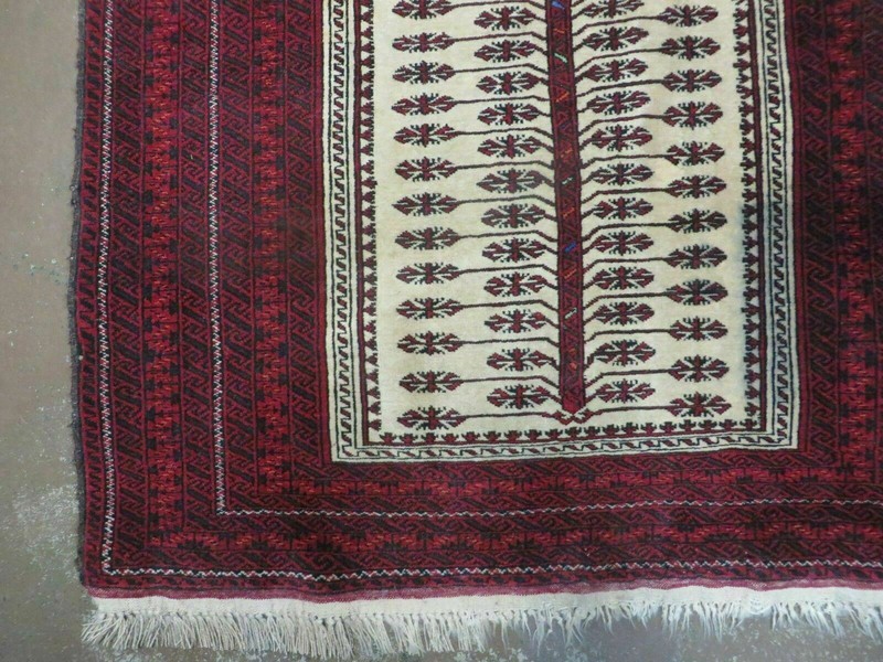 3' X 5' Antique Handmade Turkoman Balouchi Prayer Wool Rug Khamesh gallery